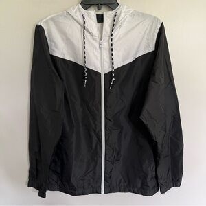 Men’s Zine Sprint Windbreaker Jacket Black White Colorblock Hooded Size‎ Small